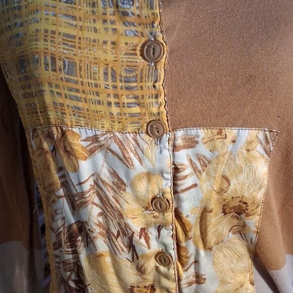 Anthropologie Patchwork Cardigan - Brown and Yellow - Picture 3 of 10